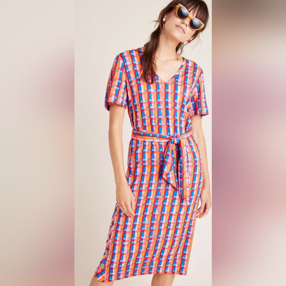 NWOT Anthropologie Abstract Midi Dress - Picture 1 of 10